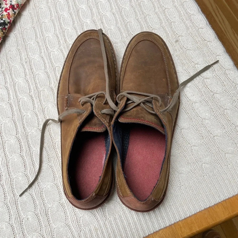 Clarks 11.5 Vargo Vibe Men's Leather Oxford Lace Up Brown Casual Dress Shoe